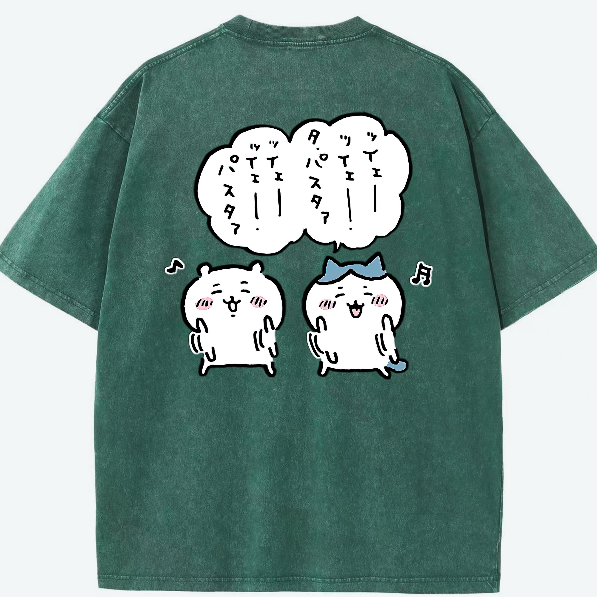 （画像用） ちいかわ ハチワレ Chii-kawa hachiware 綿100% ヴィンテージ風 半袖Tシャツ（背面プリント）